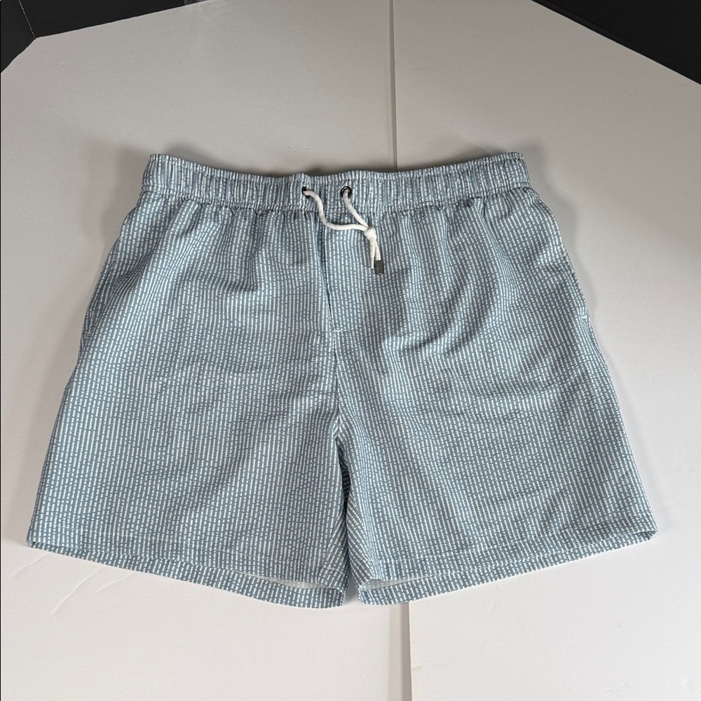 Simply Southern Light Blue Stripe Swim Trunks